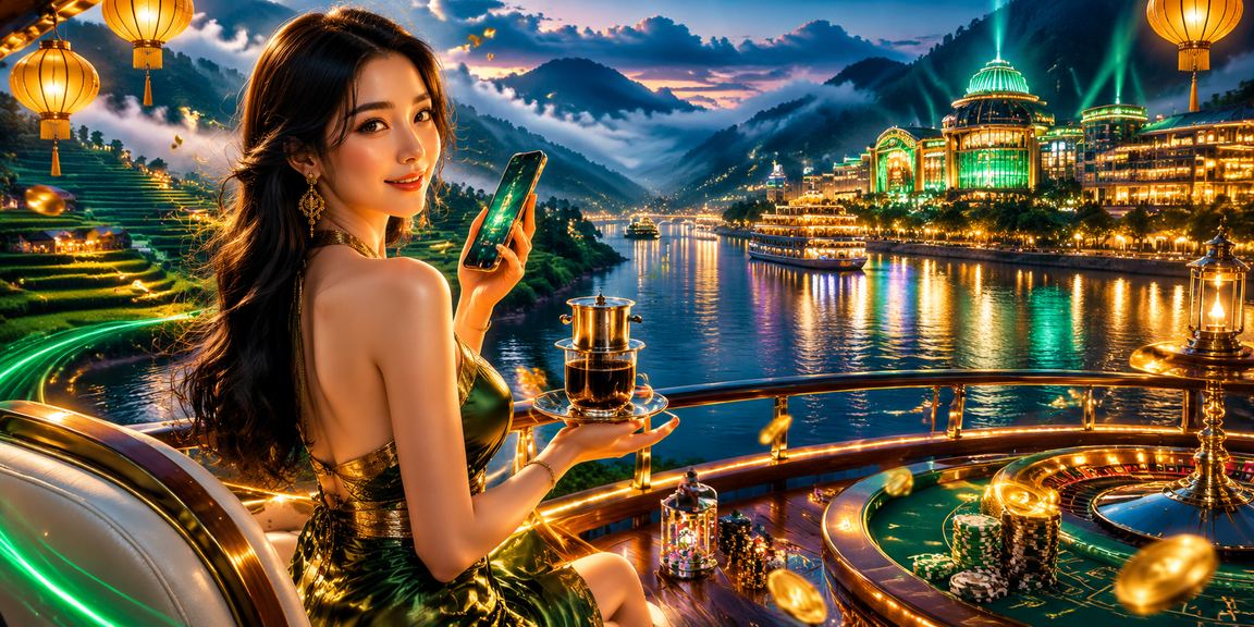 Khách hàng thưởng thức cafe tại quán và chơi casino di động ở Sapa